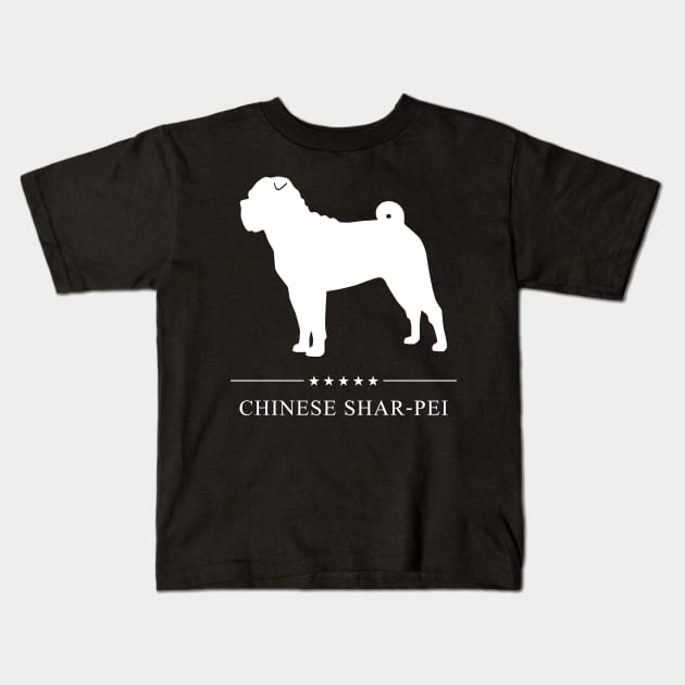 Chinese Shar-Pei Dog White Silhouette Kids T-Shirt by millersye